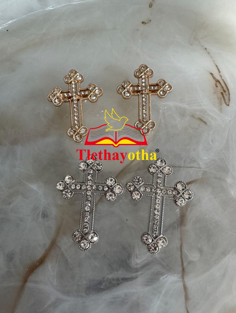Crystal Rhinestones Grooms Back Crosses Brooches