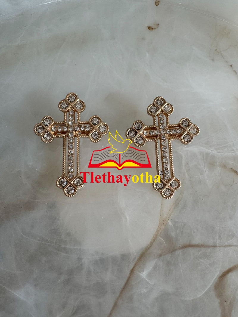 Crystal Rhinestones Grooms Back Crosses Brooches