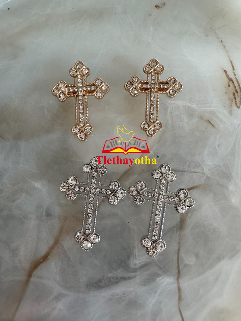 Crystal Rhinestones Grooms Back Crosses Brooches